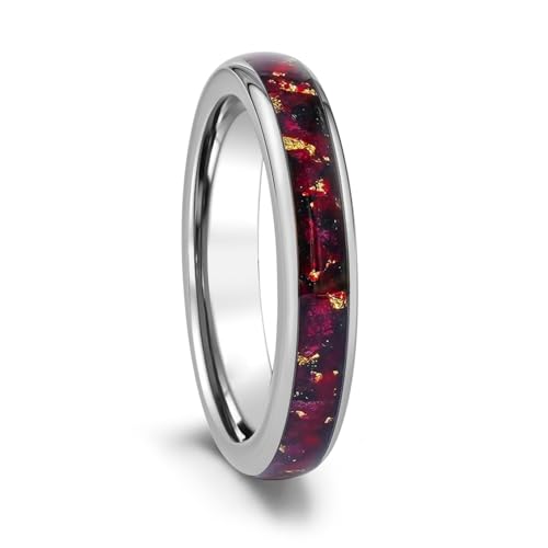 Red Garnet Turquoise Malachite Blue Apatite Peridot Sandstone Natural Crystals Tungsten Carbide Ring, Rose Gold Plated 4mm Wedding Band for Woman, Anniversary Birthday Christmas Gift