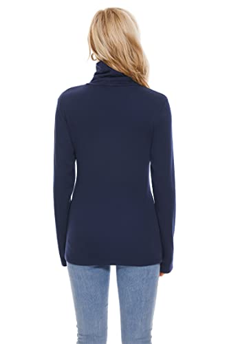 Image of TAIPOVE Cotton Fleece Lined Turtleneck Top for Women Long Sleeve Mock Turtle Neck Lightweight Sweater Thermal Underwear Shirt
