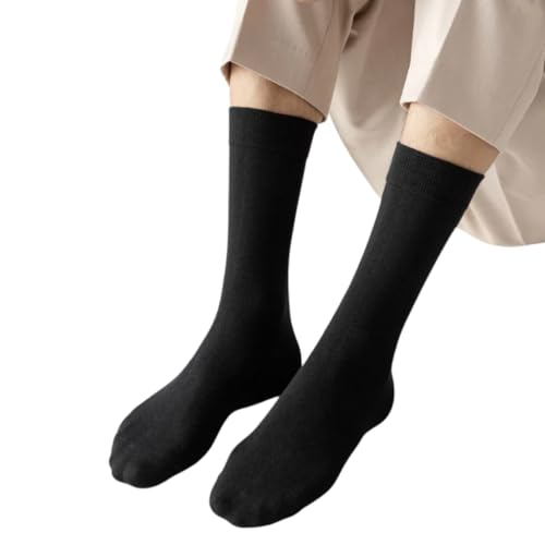 Men’s Dress Socks 6-Pack – Soft Cotton Crew Socks for Men – Breathable, Lightweight & Seamless Fit – Classic Black Calf Socks for Everyday Comfort3
