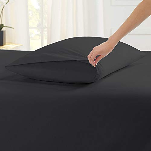 Image of YRM Bedding's Charcoal 600-TC Oraganic Cotton Flat Bedsheet King Size (102 inchx108 inch) with Pillow Covers (18 inchx28 inch)
