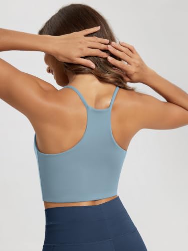 Image of ODODOS Halter Sports Bra for Women Non Padded Strappy Cropped Tops Workout Yoga Crop