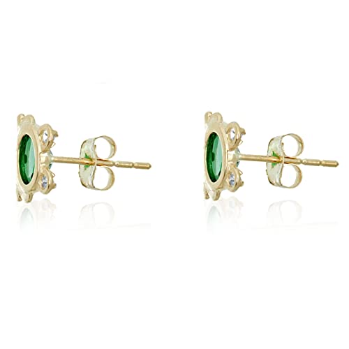 AVORA 10K Yellow Gold Simulated Emerald CZ Frog Post Earrings2