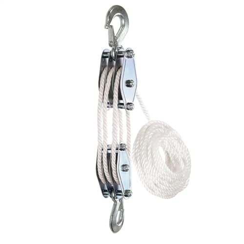 Schweres Du Block und Tackle Seilzugsystem – Manueller Seilzug, 1000 kg, Mikro-Riemenscheibe, fester Seitenwagen, effiziente Hebe-Lösung für Tierhandarbeit und DIY-Projekte