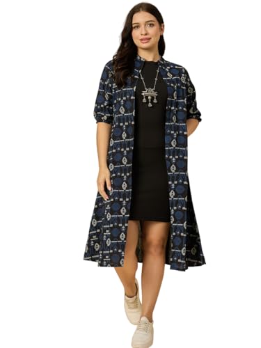 Image of Azira Cotton Abstract Print Front Open Shrug & Calf Length & Western & Casual Wear & Summer Wear & Shrugs for Woman Stylish