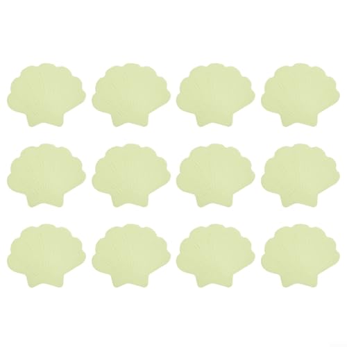 12 calcomanías antideslizantes para ducha que brillan en la oscuridad, con forma de concha, antideslizantes, para seguridad en el baño, agarres de PEVA para escaleras y suelos húmedos, luz nocturna