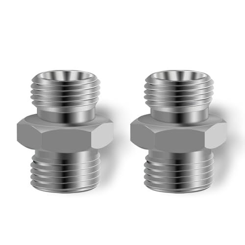 Image of 2pcs M18 to M18 Carbon Stee Fittings Adapters for Mini Excavator Adapting, Reducing Or Enlarging Connect Such Air Pipe, Fuel Pipe, Water Pipe, Etc Full Port Straight Pipe Fitting Connector