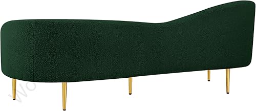 Image of Rosewood Luxury Curved Sofa in Premium Boucle Fabric | Solid Wood Structure | High Density Foam | Sturdy Golden Legs | Comfortable & Stylish Couch for Modern Living Room (Green, 3 Seater)