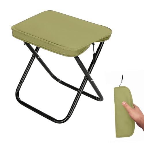 WHISURN Collapsible Stool, Camping Stool, Folding Stool, Foldable Portable Seat for Outdoor Gardening, Beach Hiking, Fishing, Lightweight & Compact Design(Green)