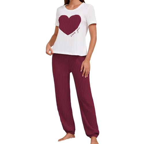 Ensemble de pyjama manches courtes femme pantalon long vêtements de nuit maison