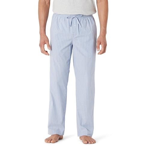 Image of Amazon Essentials Men's Cotton Poplin Straight-Fit Pajama Pants with Pockets, Elastic Waist, Drawstring