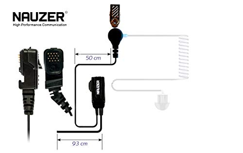 NAUZER Pin 39-TPH700 Micro-casque tubulaire professionnel avec PTT spécial pour environnements bruyants, usage militaire compatible Matra EADS Cassidiam, Jupiter TPH700