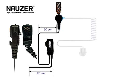 NAUZER Pin 39-TPH700 专业管状微型耳机，带有用于嘈杂环境的特殊 PTT，军事用途兼容 Matra EADS Cassidiam，Jupiter TPH700
