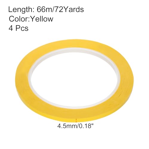 Image of uxcell 4 Rolls Yellow 0.18 Inch x 72 Yards Polyester Film Electrical Tape PET Tape High Temperature Heat Resistant Tape for Transformer Motor Wire 5S Positioning Logo,4.5mm x 66m