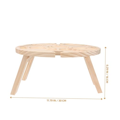 Table pliante en bois camping extérieure compacte ronde kaki