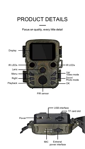 Image of GOYOJO 4K 20MP 0.2S Shooting Mini Hunting Trail Camera 512GB Memory Card (H5812-c)