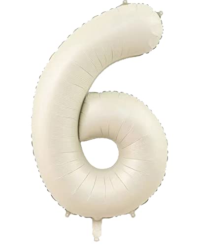 FAMULIA 数字 風船 バルーン 誕生日 大きい 特大サイズ (クリームホワイト, 6(特大サイズ))