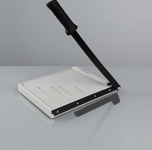 Image of Canoff Paper Cutter, A4 Paper Trimmer 12 inch Cut with Automatic Hand Safeguard and Side Ruler for Scrapbooking, Coupon, Craft Paper, Cardstock, Label and Photo (A4 Paper Trimmer 12 inch White)
