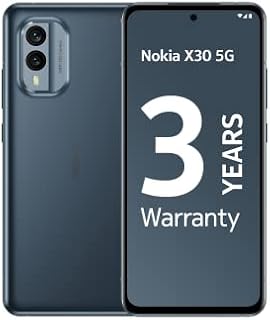 Nokia X30 5G Smartphone, 6GB RAM, 128GB ROM, 6.43 FHD+ AMOLED Display, 90Hz refresh rate, 3 years warranty, OS and monthly security updates, 50MP camera, super-fast 33W charging support - Blue
