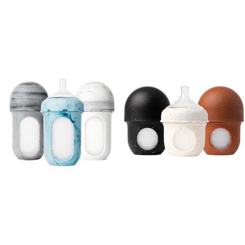 Image of Boon Nursh Reusable Silicone Baby Bottles with Collapsible Silicone Pouch Design - Everyday Baby Ess & Nursh Reusable Silicone Baby Bottles with Collapsible Silicone Pouch Design