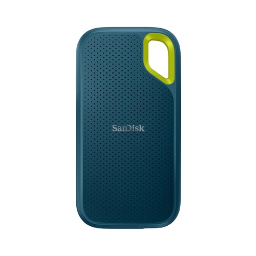 SANDISK Extreme Portable NVMe SSD 8 to (jusqu'à 1050 Mo/s en Lecture, 1000 Mo/s en écriture, USB-C, Résistance à la poussière et à l'eau classée IP65, Mousqueton Pratique) Monterey