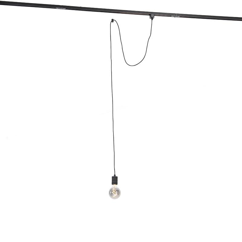 QAZQA - Modern Puristische Pendelleuchte I Pendellampe I Hängelampe I Pendellampe I Puristische Pendelleuchte I Lampe I Leuchte schwarz für Schienensystem Komplettset I Spotlight I Deckenspot I Decken