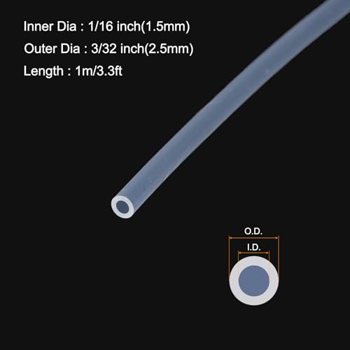 Image of 3.3ft 1 /16 inch ID x 3 /32 inch OD Silicone Tubing Clear 1.5mm x 2.5mm Industrial Plastic Tubing Pure Silicone Hoses for Pump Siphoning Draining Irrigation Brewing