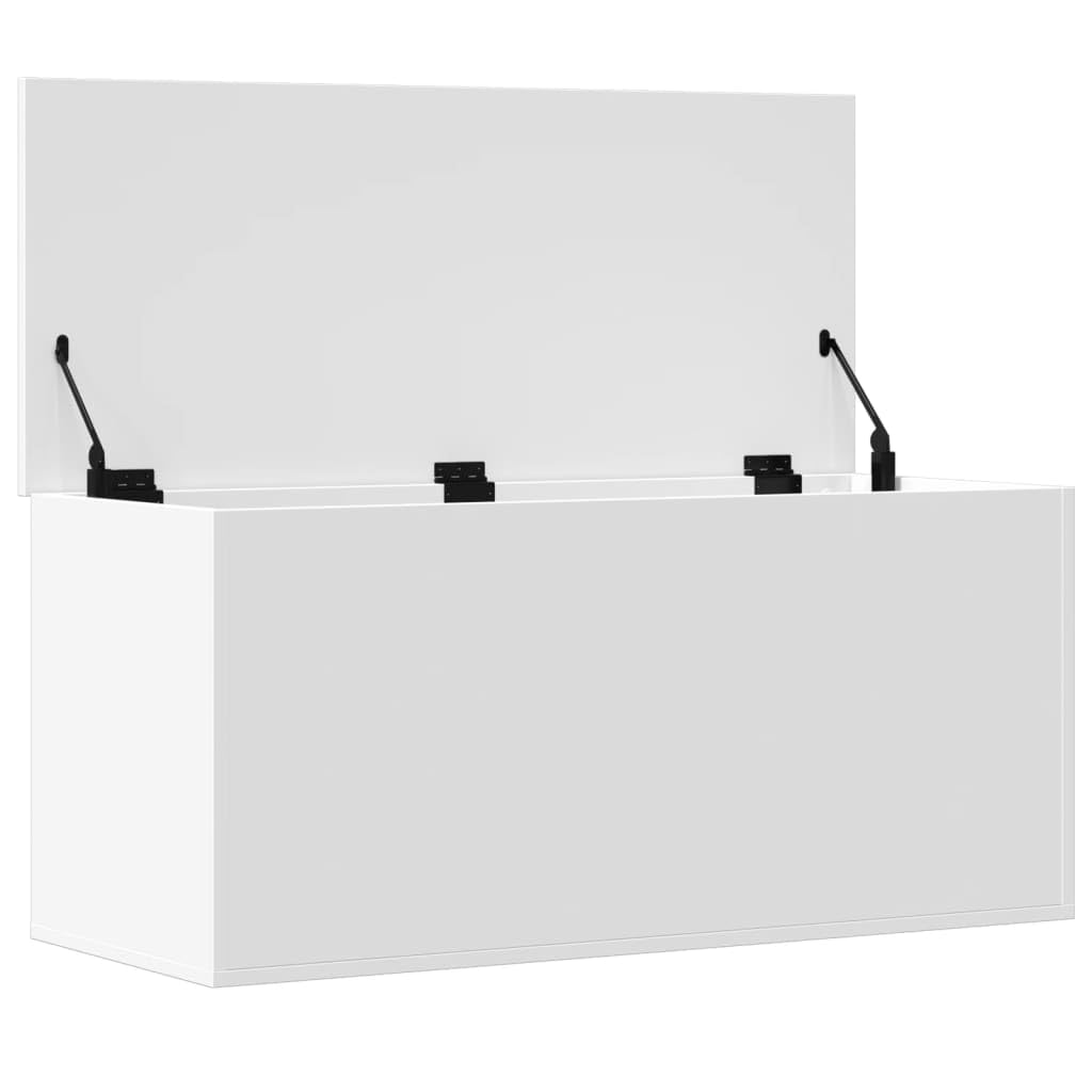 Caja de almacenaje madera de ingeniería blanca 100x42x46 cm, Mobiliario Armarios y almacenamiento Baúles de almacenamiento, Blanco, 24.99kg