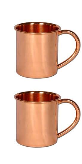 Art Of Creation Smooth Solid Pure Copper Beer Mug Set of 2 Copper with Large Handle for Ice Cold Drinks, Beer, Cocktails Barware Size-16.oz