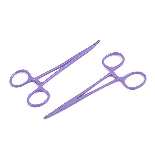 OdontoMed2011 Lot of 2 Straight & Curved Crile Hemostat Forceps Locking Clamps 5.5