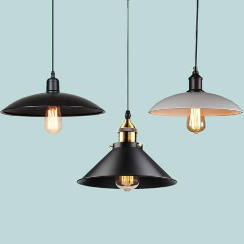 Suspension luminaire industrielle à corde ajustable et grand abat-jour design E27 de 32cm