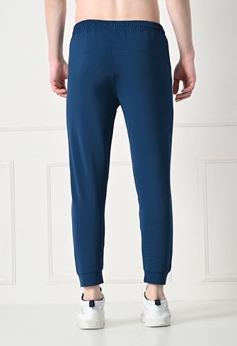 Image of Men's Dobby Lycra Striped Gym, Yoga & Sports Wear Stretchable Dri Fit Track Pant & Jogger with Zipper Pockets Black Large