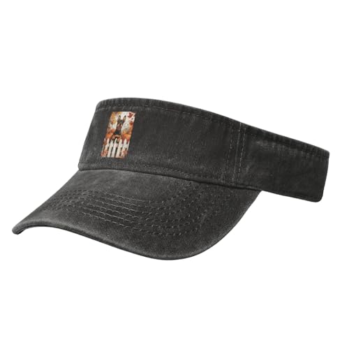 Sun Visor Hats Welcome Doberman Dog Pumpkin Autumn Adjustable Ball Caps Empty Top Baseball Running Tennis for Men Women Outdoor Travel Beach Black