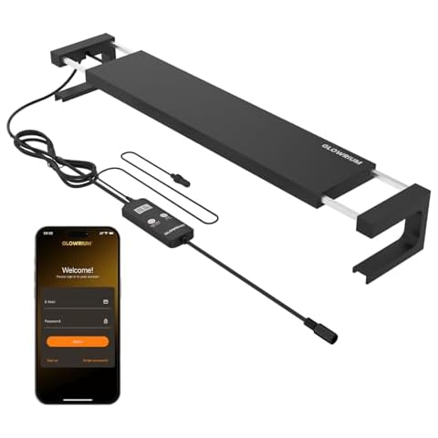 Smart Aquarium Light,App with Bluetooth + WiFi Dual Control,Multi-preset Spectrum and Brightness Adjust,for Freshwater Fish Tank,Anti-Drop with Real Time Water TemperatureSensor(48-60 in) Cover