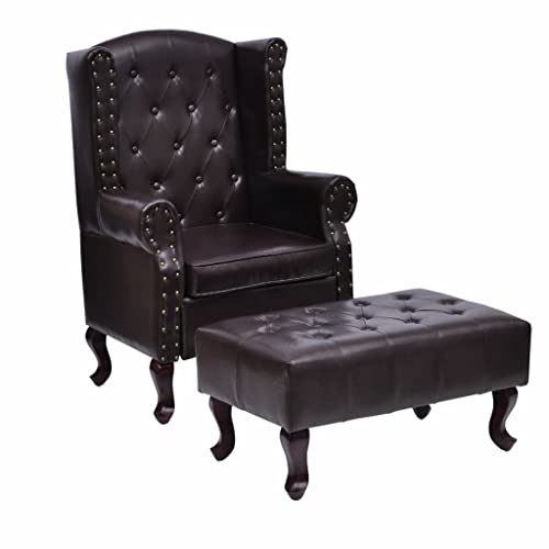 vidaXL Chesterfield Sessel Hocker Ohrensessel Relaxsessel Ledersessel...