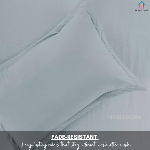 Image of HOMADORN Premium Polycotton Flat Bedsheet for Double Bed with 2 Pillow Covers - Soft, Durable & Wrinkle-Resistant (Silvery SAGE)