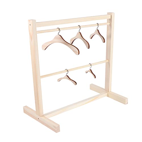 CIYODO 1 Set Wooden Doll Dress Hanger Set Doll Clothes Support Rack for Organizing Outfits Natural Wood Color for Keeping Your Tidy