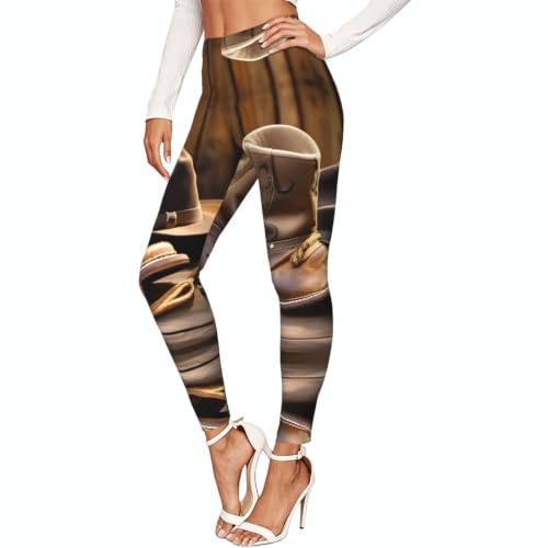 Leggings de compresión suaves para mujer con estampado de botas vaqueras para fitness