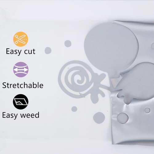 Image of guangyintong Gray Heat Transfer Vinyl HTV Rolls, 12 inch x 5ft Gray Iron on Vinyl for T Shirts, Glossy Surface HTV Vinyl for All Cutter Machine Easy to Cut & Weed for Heat Vinyl Design