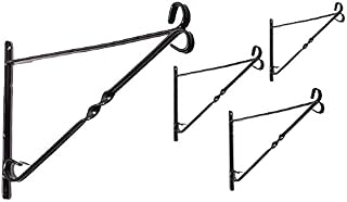 DIVCHI Pack of 4 Garden Hanging Basket Metal Wall Bracket - Twisted - UP TO 14" Baskets (14-Inch, Black)