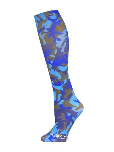 Hocsocx Blue Camo Socks Performance Liner Moisture-Wicking Protection for Field Hockey, Ice Hockey, and Soccer