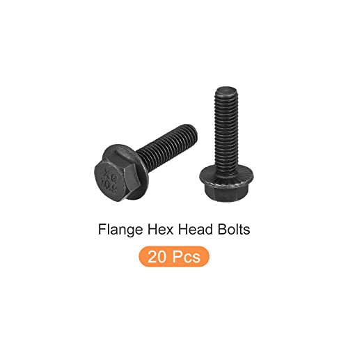 Image of METALLIXITY Flanged Hex Head Bolts (M8x30mm) 20pcs, Hexagon Serrated Flange Bolt Fully Thread Screw - for House Construction Hardware Fasteners