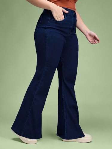Image of Miss Chase A+ Women's Wide-Leg High Rise Regular-Length Stretchable Denim Jeans