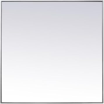Metal Frame Square Mirror 42 Inch in Silver