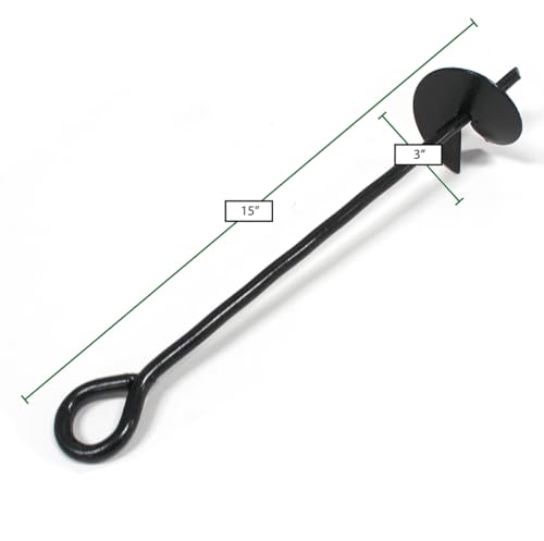 King Canopy 6-Piece Ground Anchor Kit,15-inch Steel Powder Coated, Auger Style w/60 feet of Rope, Black, A6200 - Thumbnail 2