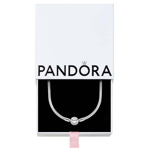 PANDORA Classic Snake Chain Charm Necklace - Gift for Her - Sterling Silver with Embossed Ball Clasp Necklace - With Gift Box - 17.7