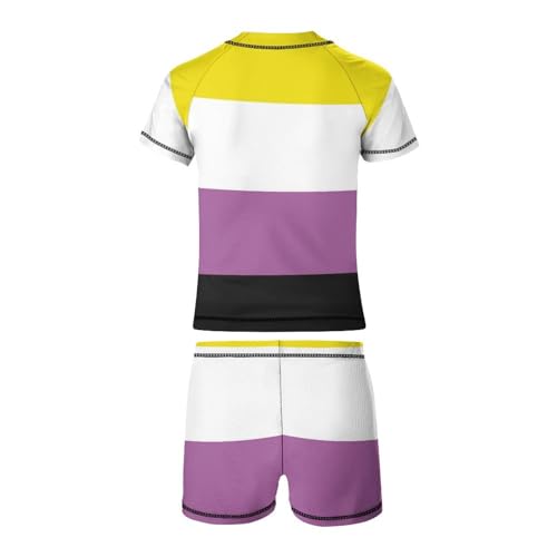 Non-Binary Pride Community FlagChildren's Casual Swimsuit Set - Simple and Versatile8-10Y（130cm）3