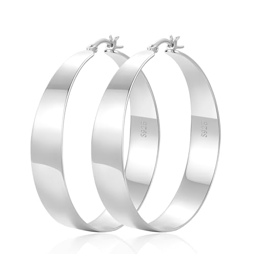VEEDOFA Boucles d'Oreilles en Argent pour Femme - Argent Sterling 925 - Cercles Argentés Légers, Hypoallergéniques et Grands