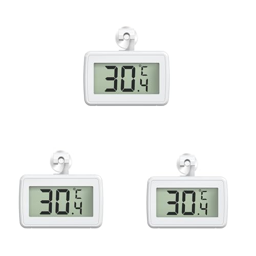 3 Pcs Fridge Thermometer, OPPERD LCD Display Fridge Temperature Refrigerator Freezer thermometer Waterproof Freezer Thermometer with Read Placement and Hanging Hook