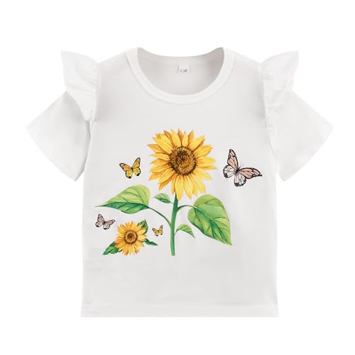 Image of Akyzic Little Girl Skirt Outfit Two Piece Spring Summer Outfit Butterfly Dress Cat Print Skirt Toddler Girl Outfit Set