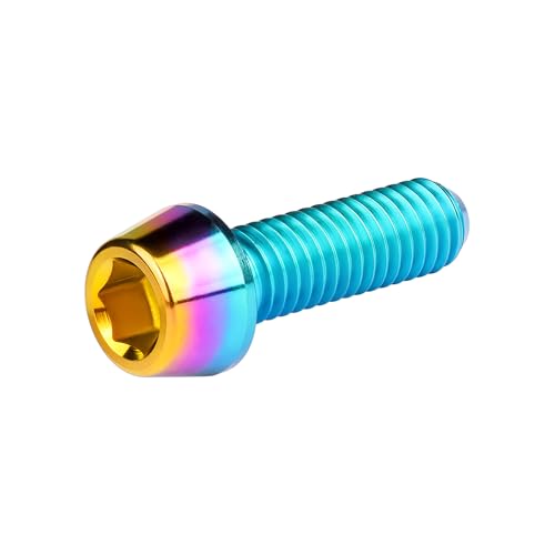 Image of Titanium Ti Bolt M5x9 16 18 20 25 30 35 40 45 50 55 60mm Tapered Head Screws Pack of 4 (M5x16mm, Iridescent Blue)